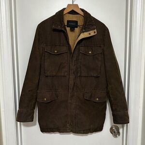 Express | Men's Brown Corduroy Quilted Lining Full Zip Field Jacket, Size S